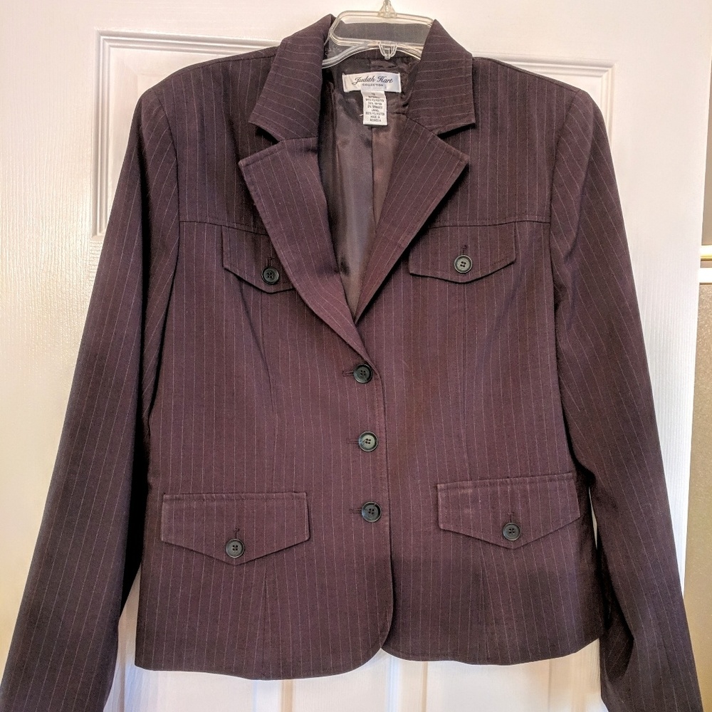 Judith Hart🌸Brown Pin Stripe Blazer Stretch 12